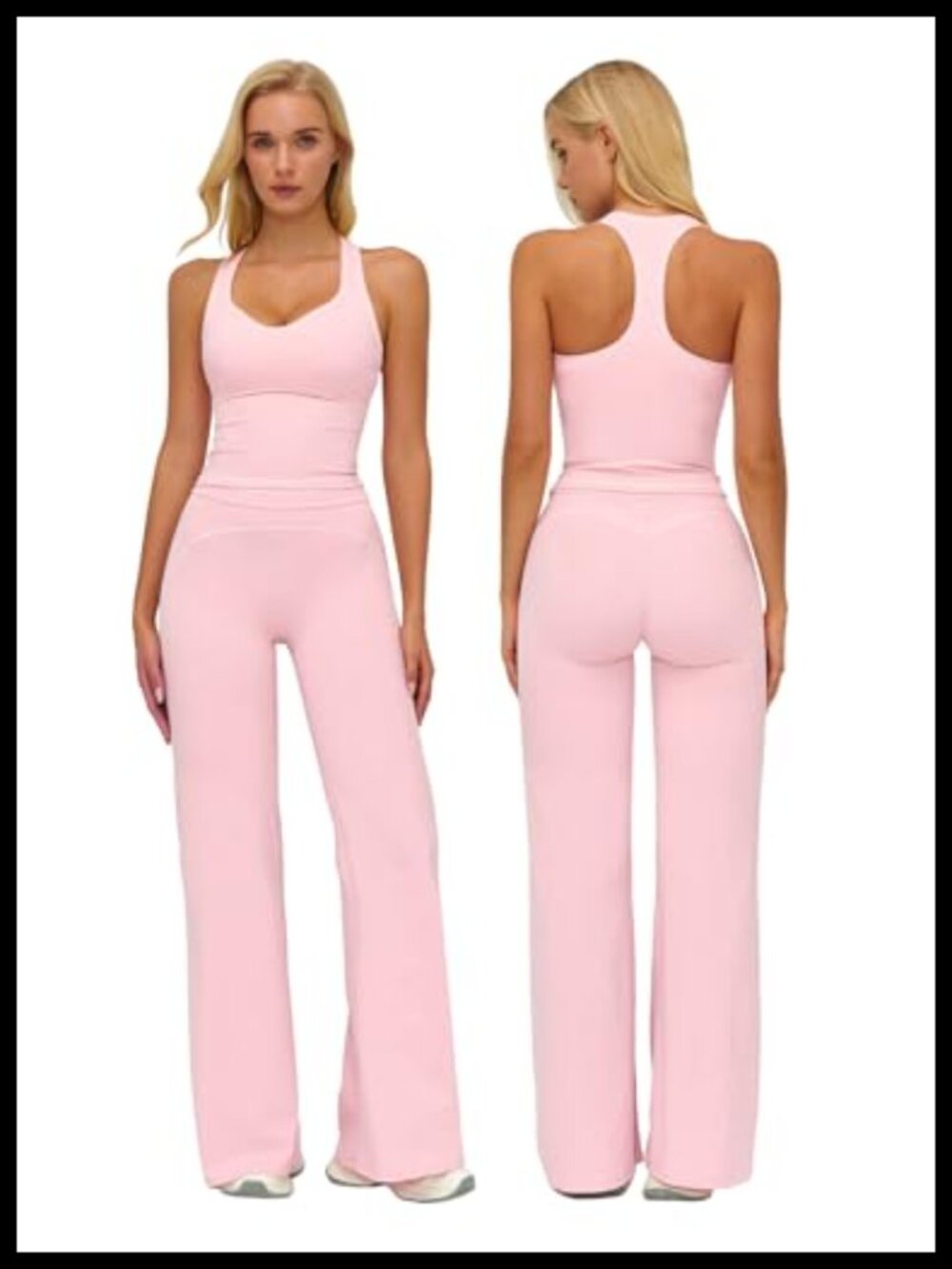 Women's Two Piece Tank Top High Waist Wide Leg Yoga Pants Set